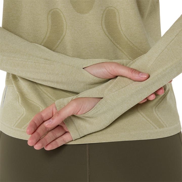 Asics Women's Road Seamless Long Sleeve Top Khaki/Cream Asics