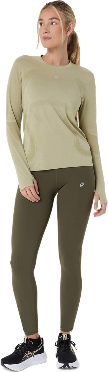 Asics Women's Road Seamless Long Sleeve Top Khaki/Cream Asics