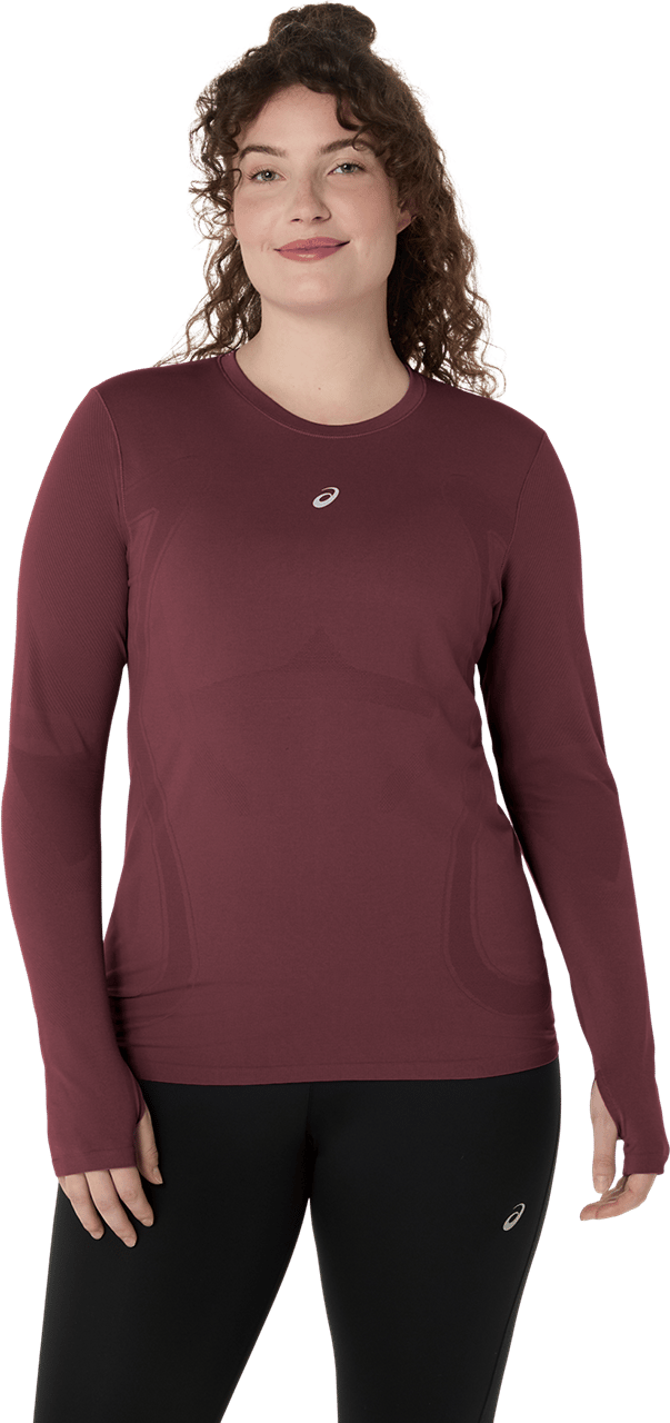 Asics Women's Road Seamless Long Sleeve Top Dark Currant/Port Royal Asics Asics Women's Road Seamless Long Sleeve Top Dark Currant/Port Royal Asics
