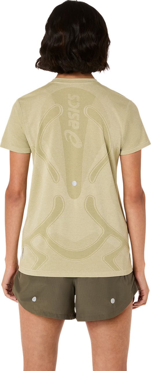 Asics Women's Road Seamless Short Sleeve Top Khaki/Cream Asics