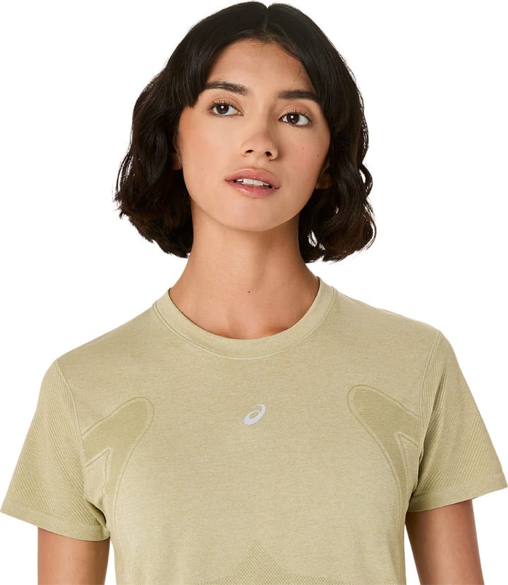 Asics Women's Road Seamless Short Sleeve Top Khaki/Cream Asics