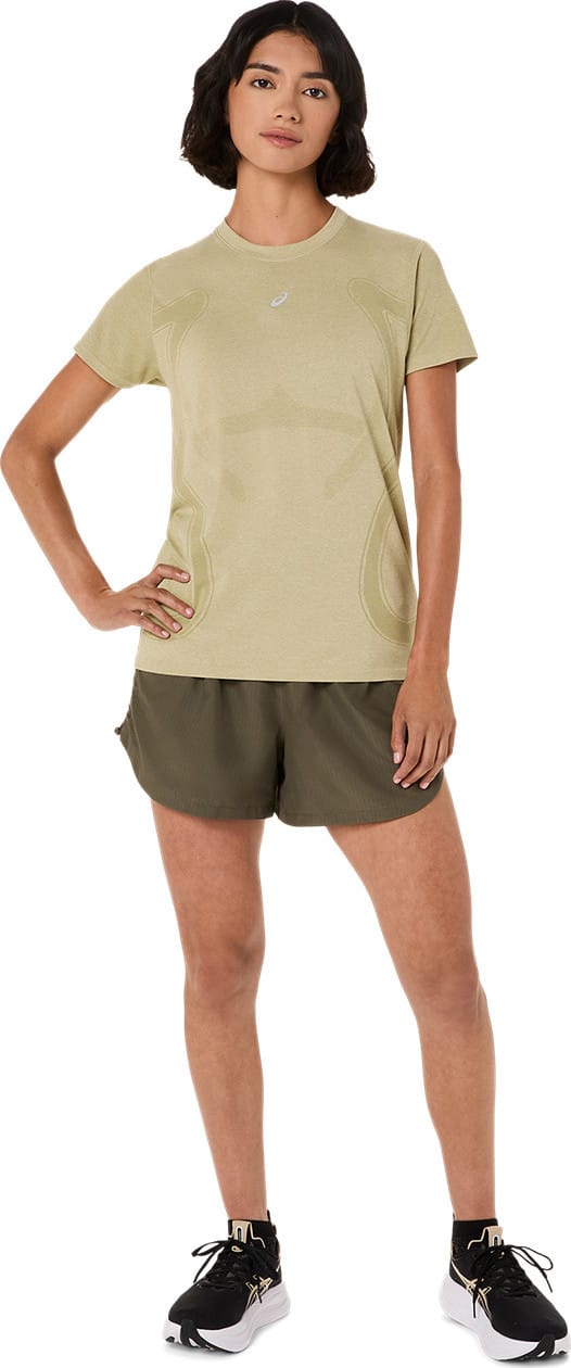 Asics Women's Road Seamless Short Sleeve Top Khaki/Cream Asics