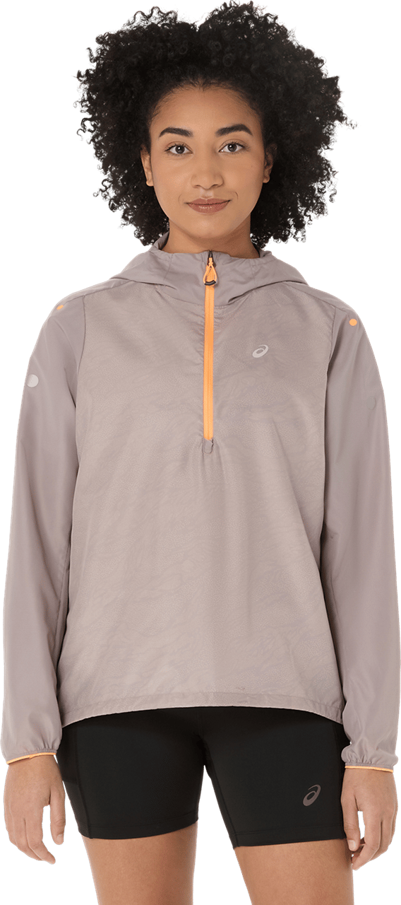 Asics Women's Fujitrail Packable Windbreaker Rainstorm Grey Asics Asics Women's Fujitrail Packable Windbreaker Rainstorm Grey Asics