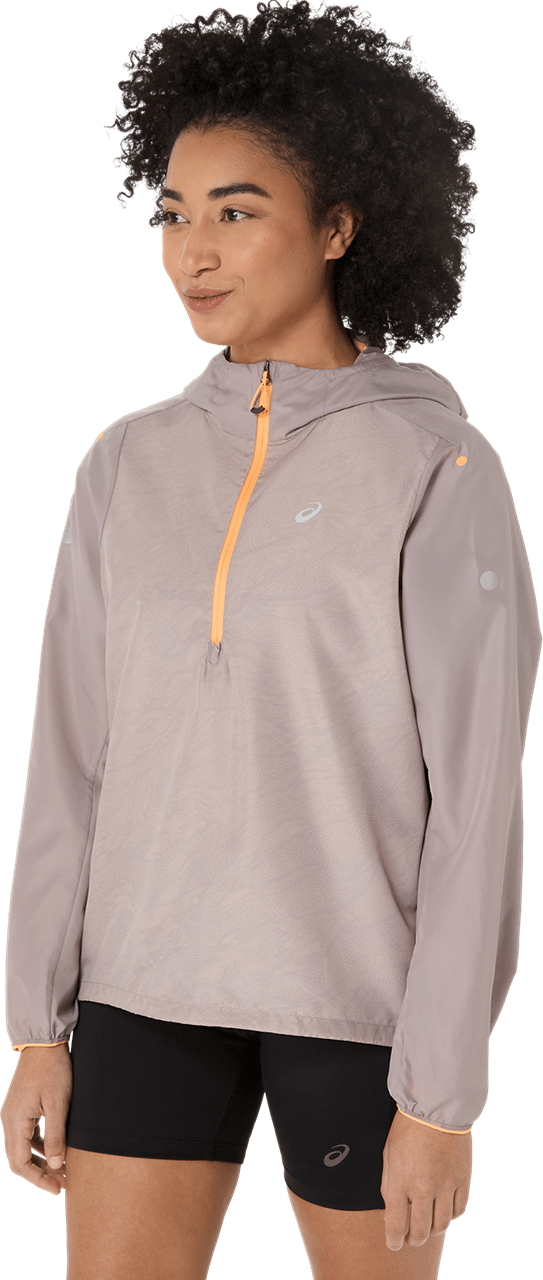 Asics Women's Fujitrail Packable Windbreaker Rainstorm Grey Asics Asics Women's Fujitrail Packable Windbreaker Rainstorm Grey Asics