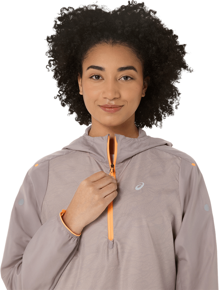 Asics Women's Fujitrail Packable Windbreaker Rainstorm Grey Asics Asics Women's Fujitrail Packable Windbreaker Rainstorm Grey Asics