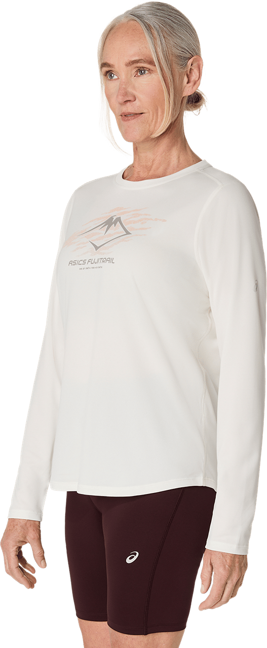 Asics Women's Fujitrail Logo Long Sleeve Top Cream Asics