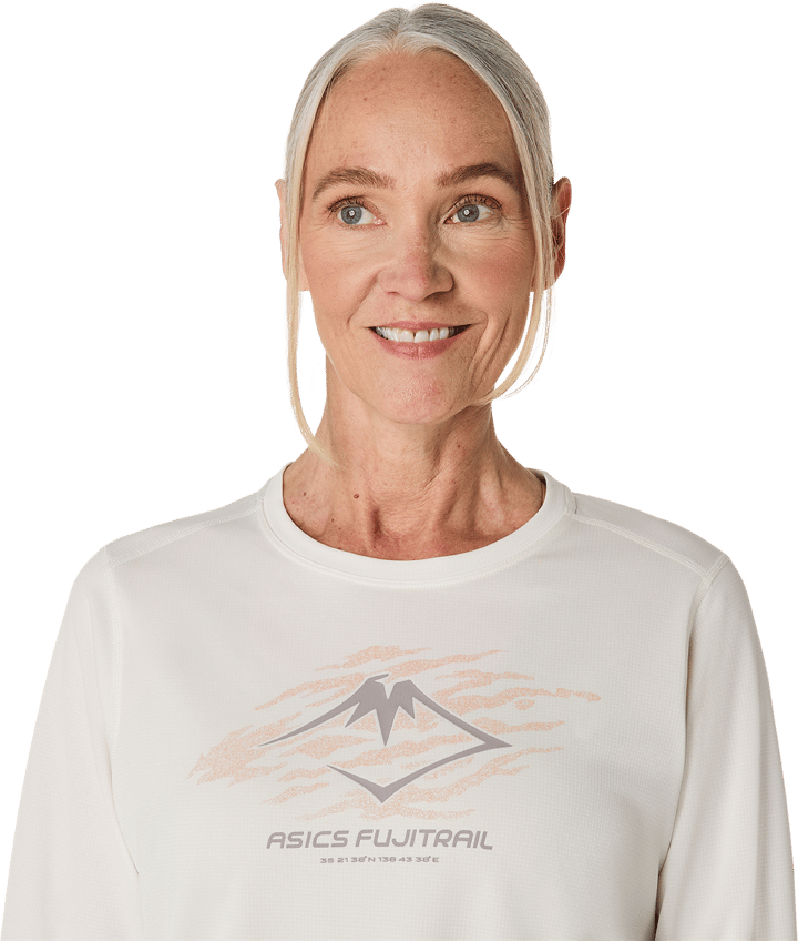 Asics Women's Fujitrail Logo Long Sleeve Top Cream Asics