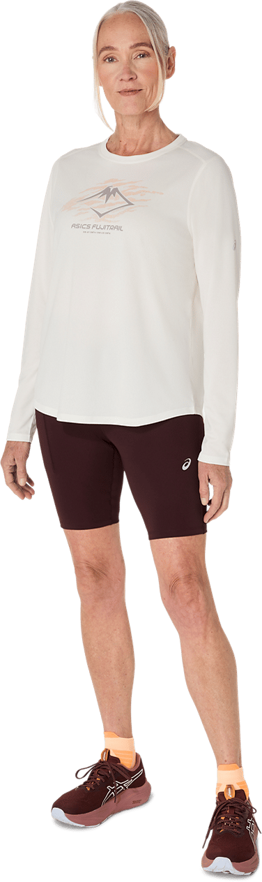 Asics Women's Fujitrail Logo Long Sleeve Top Cream Asics