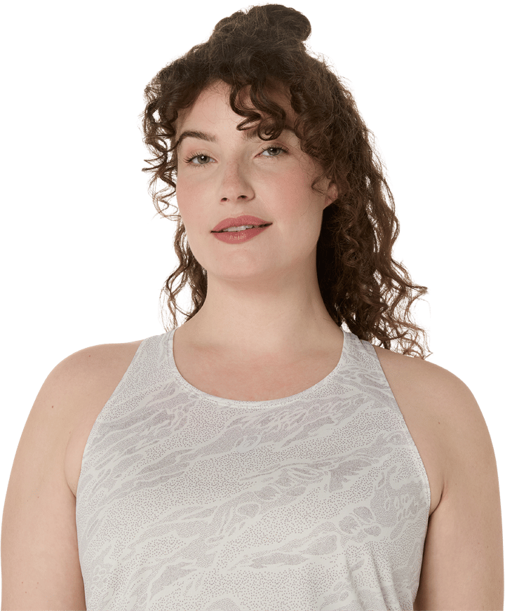 Asics Women's Fujitrail Tank Cream/Rainstorm Grey Asics Asics Women's Fujitrail Tank Cream/Rainstorm Grey Asics