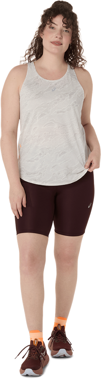Asics Women's Fujitrail Tank Cream/Rainstorm Grey Asics Asics Women's Fujitrail Tank Cream/Rainstorm Grey Asics