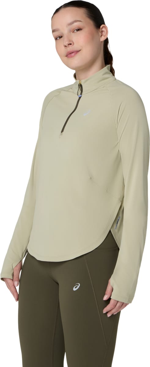 Asics Nagino Run 1/4 Zip Ls Top W Khaki Asics