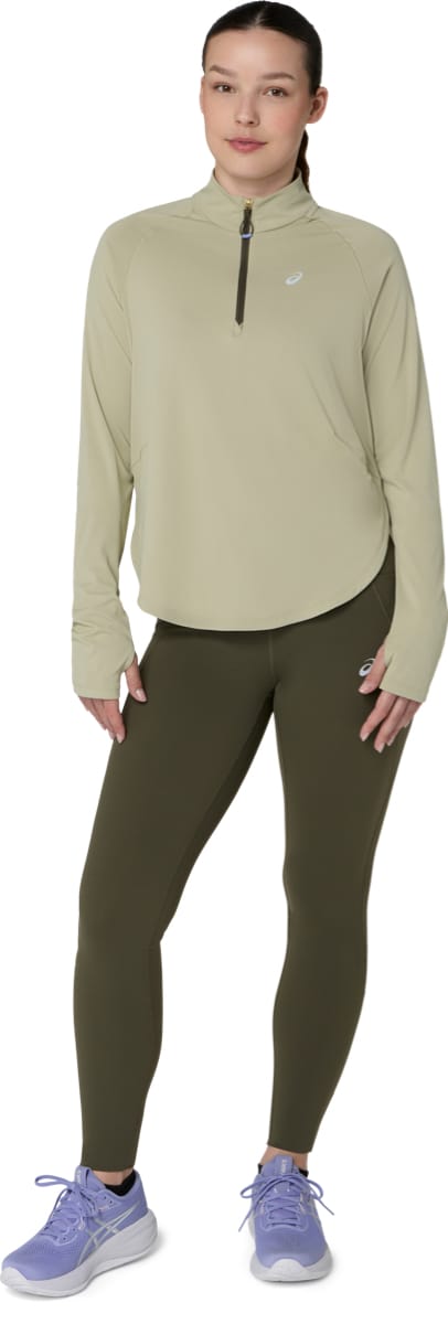 Asics Nagino Run 1/4 Zip Ls Top W Khaki Asics