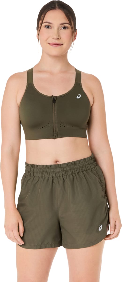 Asics Road Combination Zip Bra W Dark Olive Asics