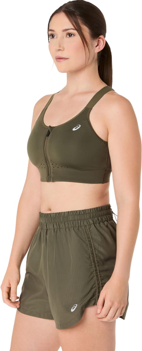 Asics Road Combination Zip Bra W Dark Olive Asics