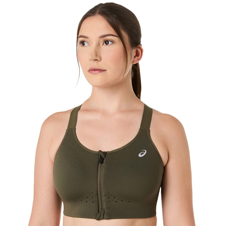 Asics Road Combination Zip Bra W Dark Olive Asics