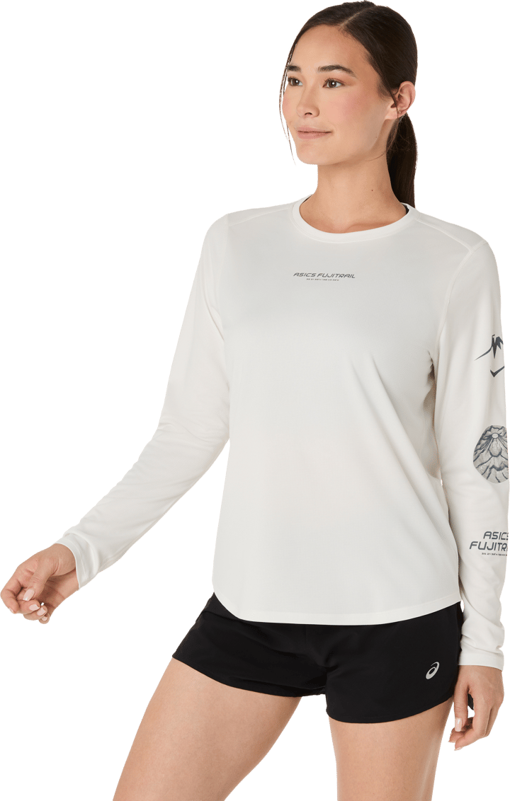 Asics Women's Fujitrail Logo Long Sleeve Top Cream Asics