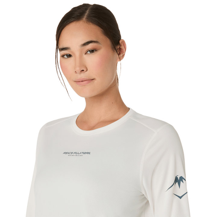 Asics Women's Fujitrail Logo Long Sleeve Top Cream Asics