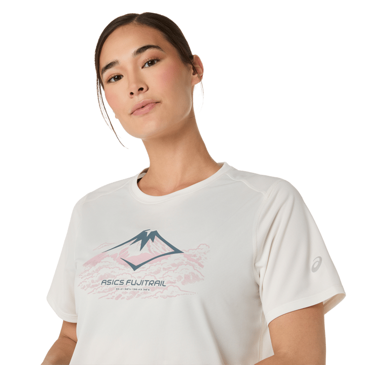 Asics Women's Fujitrail Logo Short Sleeve Top Cream Asics