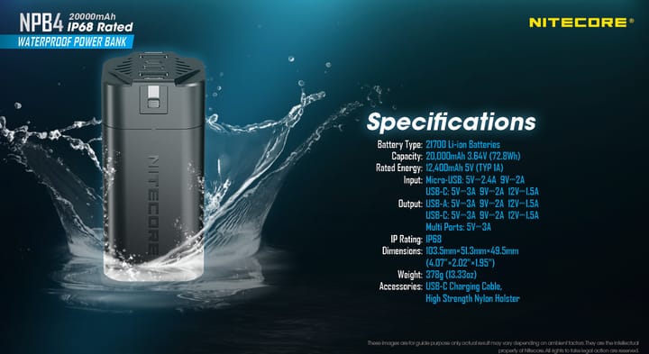 Nitecore Npb4 Waterproof Powerbank 20000 Black Nitecore Nitecore Npb4 Waterproof Powerbank 20000 Black Nitecore