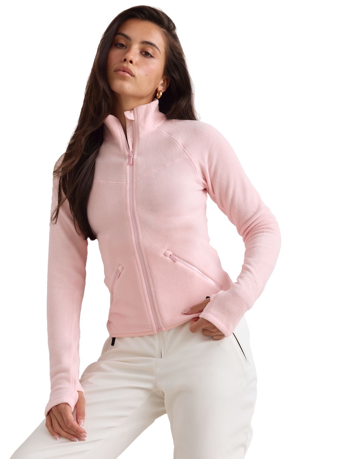 Aim'n Women's Stretch Fleece Zip Jacket Pink Frost