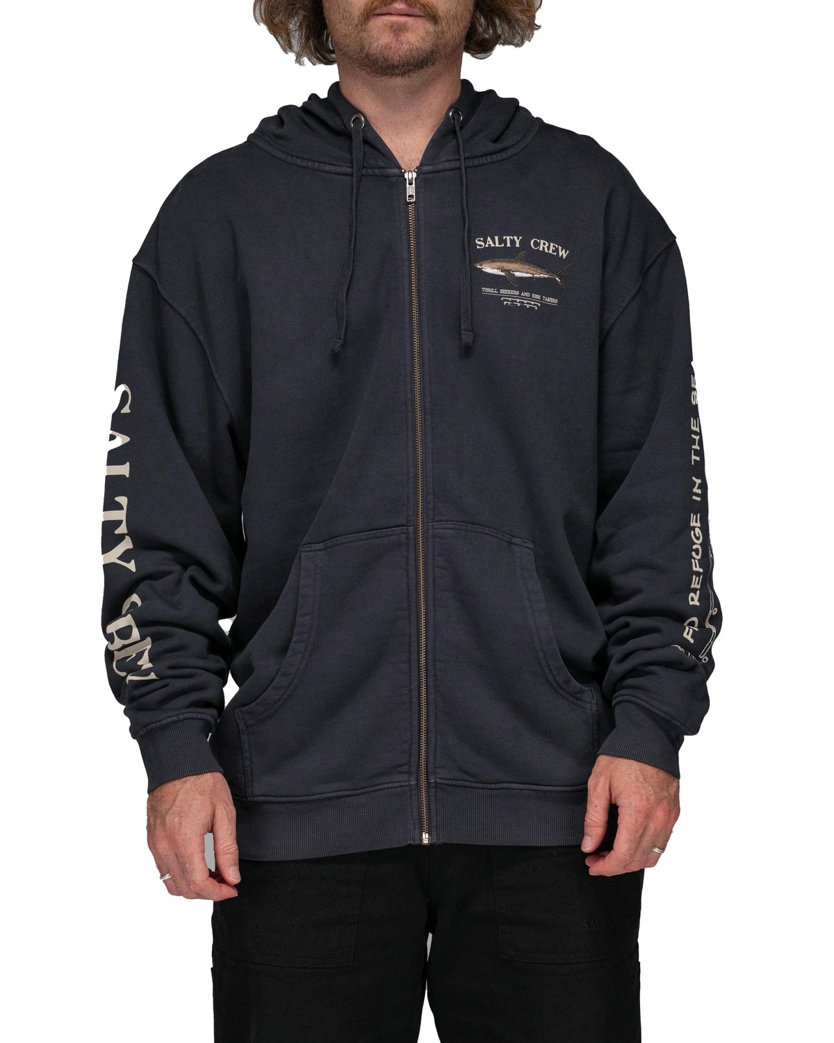 Salty Crew Men's Bruce Vintage Zip Fleece Pigment Black
