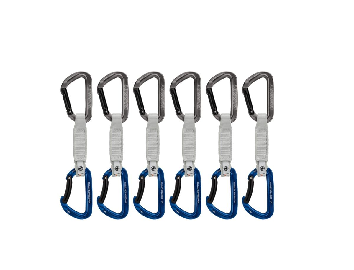 Mammut Workhorse Keylock 12 Cm 6-Pack Quickdraws Straight Gate/Bent Gate Key Lock, Grey-Blue 12 cm