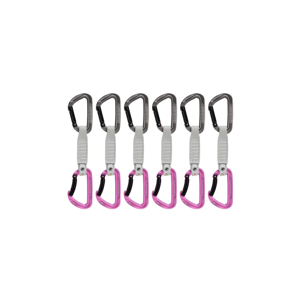 Mammut Workhorse Keylock 12 Cm 6-Pack Quickdraws Straight Gate/Bent Gate Key Lock, Grey-Pink 12 cm