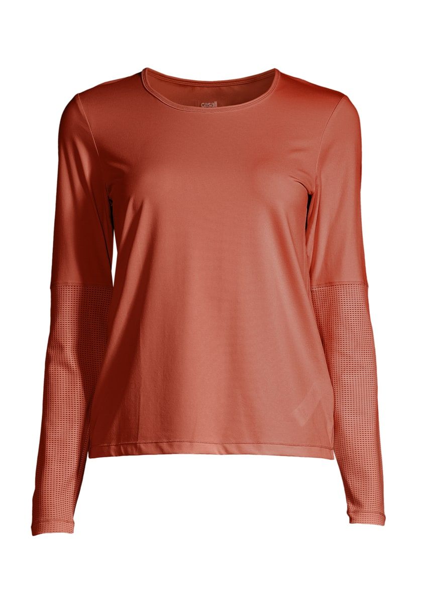 Casall Essential Mesh Detail Long Sleeve Burnt Sienna Red