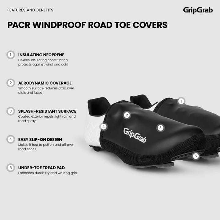 Gripgrab PACR Windproof Toe Covers Black Gripgrab