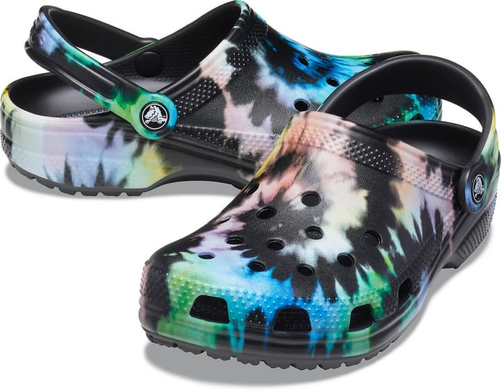Crocs Classic Tie Dye Graphic Clog MBlk/Blk Multi Black/Black Crocs Crocs Classic Tie Dye Graphic Clog MBlk/Blk Multi Black/Black Crocs