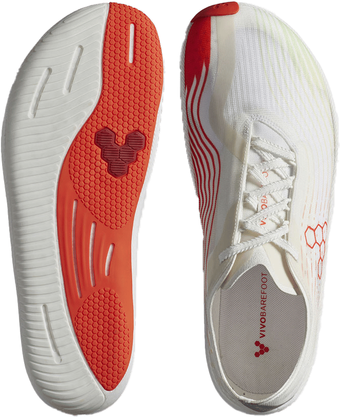 Vivobarefoot Men's Primus Flow Bright White/Neon Orange Vivobarefoot