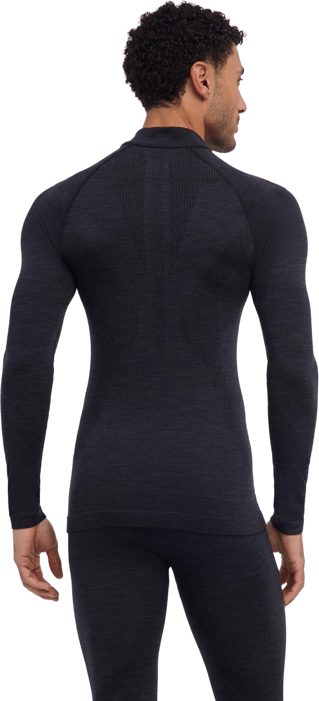 Falke Men's Long Sleeve Zip Wool-Tech Black Falke