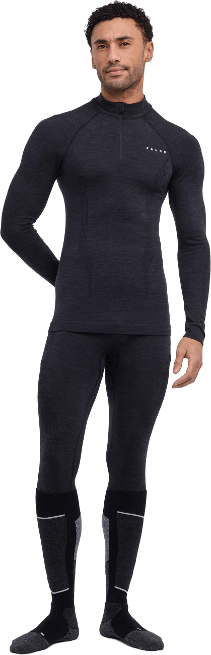 Falke Men's Long Sleeve Zip Wool-Tech Black Falke