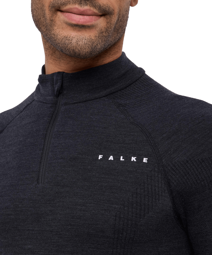 Falke Men's Long Sleeve Zip Wool-Tech Black Falke