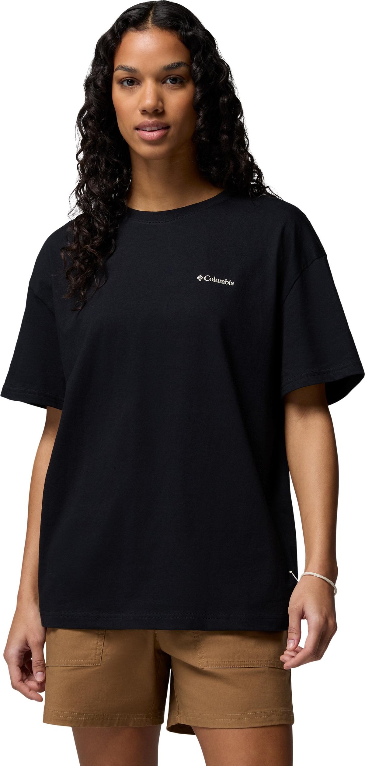 Columbia Women's Rolling Bend Graphic Oversized T-Shirt Black, Floral Groove