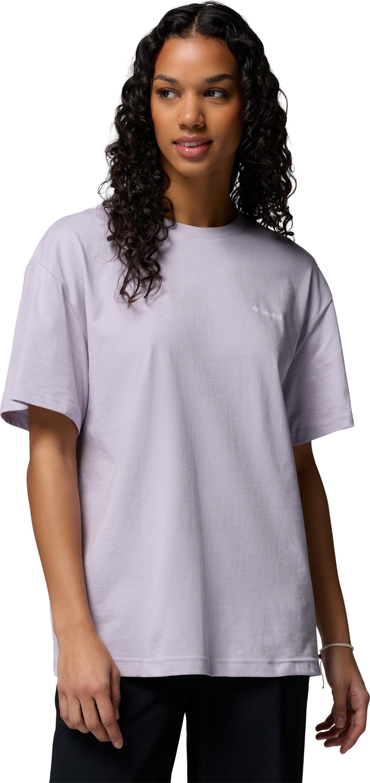 Columbia Women's Rolling Bend Graphic Oversized T-Shirt Lavender Pearl, Floral Groove