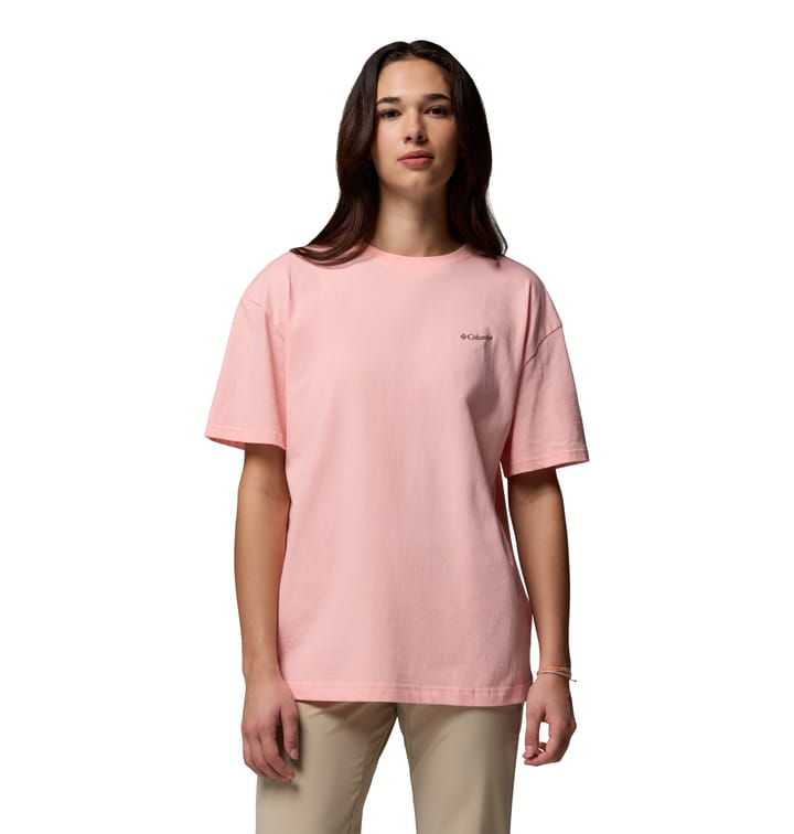 Columbia Women's Rolling Bend Graphic Oversized T-Shirt Pink Sand, Bubbly Scoped View Columbia