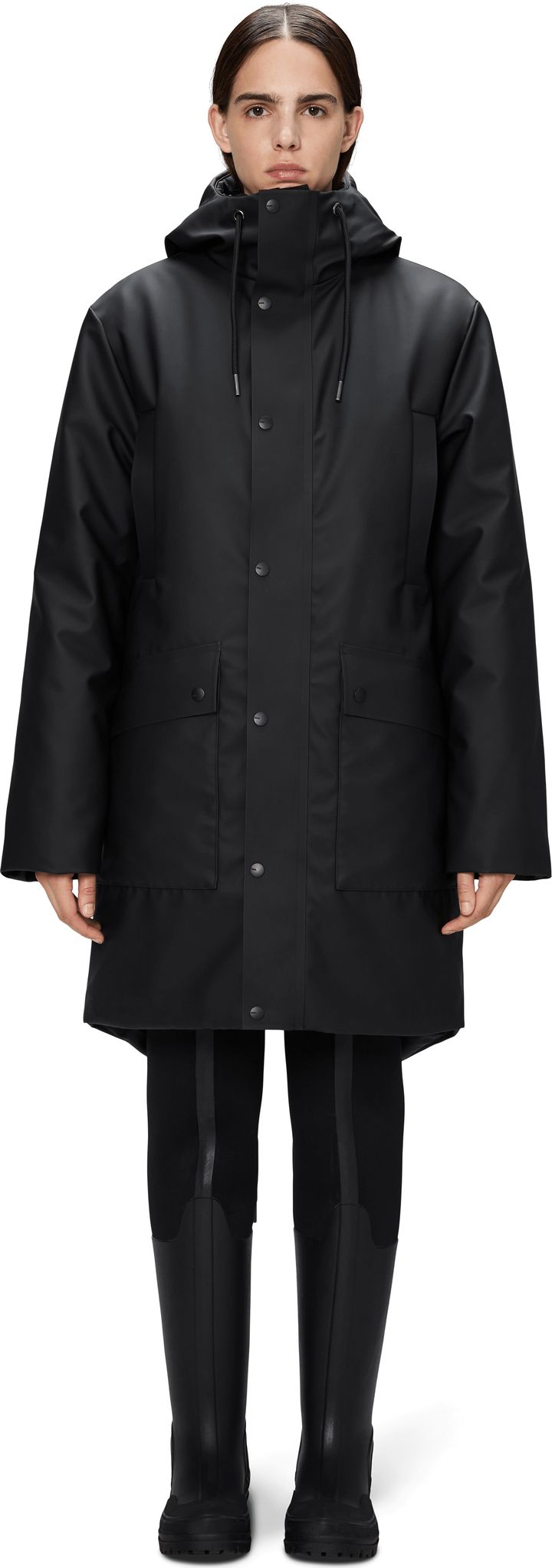 Rains Unisex Nome Long Parka W3T3 Black Rains Rains Unisex Nome Long Parka W3T3 Black Rains