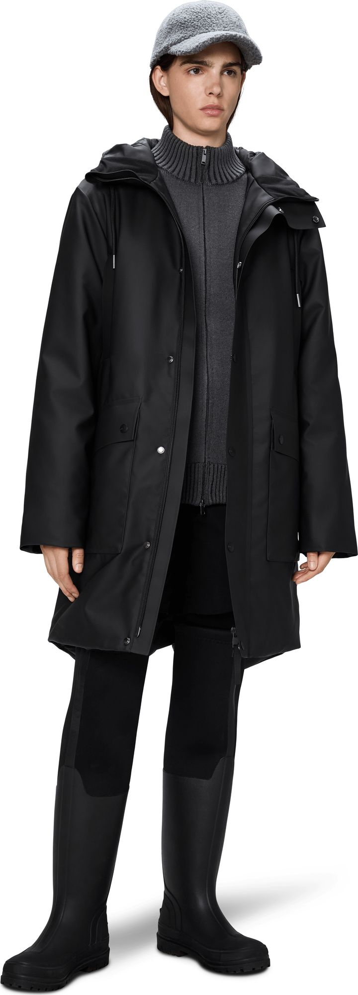 Rains Unisex Nome Long Parka W3T3 Black Rains Rains Unisex Nome Long Parka W3T3 Black Rains