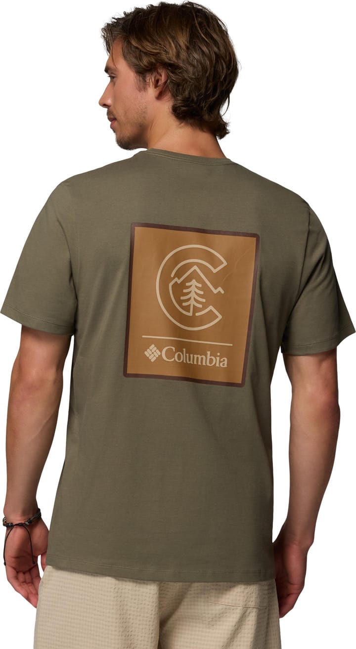 Columbia Men's CSC Logo Organic Cotton T-Shirt Stone Green, Linework C Badge Columbia