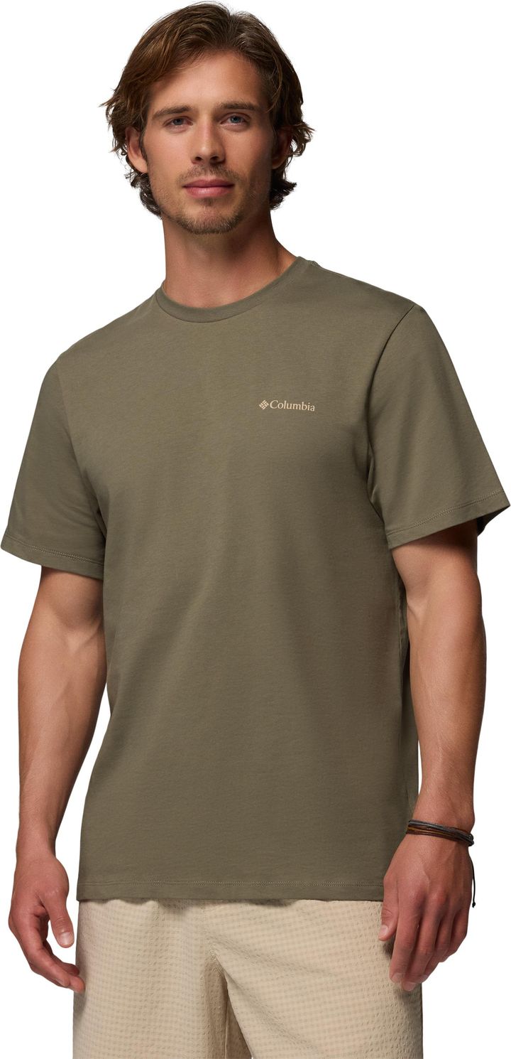 Columbia Men's CSC Logo Organic Cotton T-Shirt Stone Green, Linework C Badge Columbia
