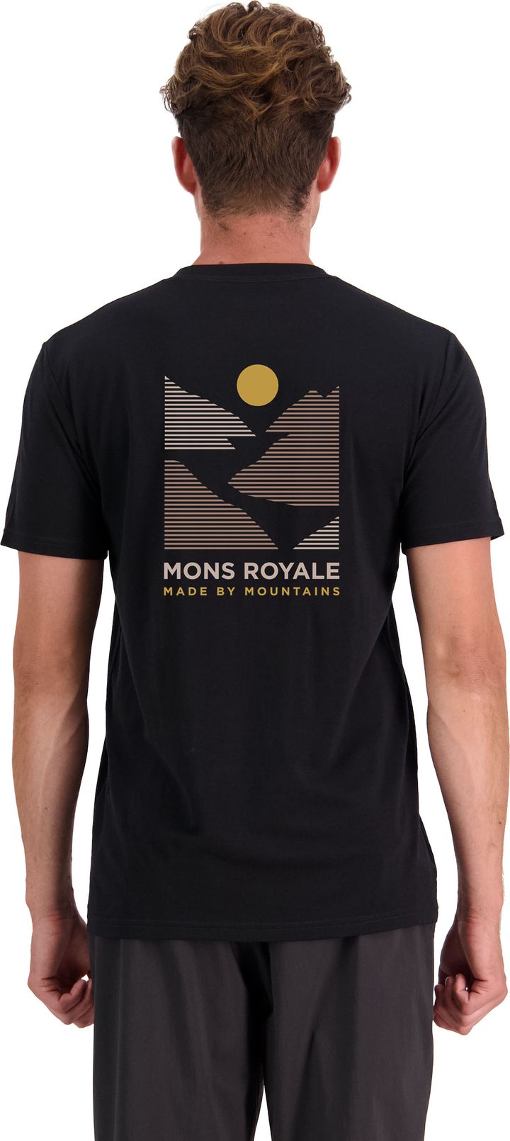 Mons Royale Men's Icon Merino Air-Con T-Shirt Black With Big Logo Back Mons Royale