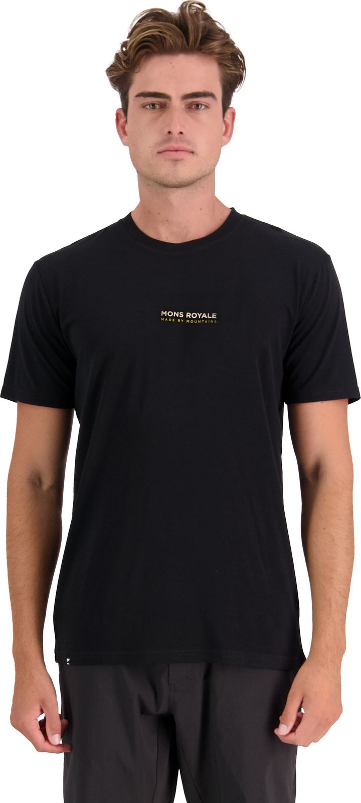 Mons Royale Men's Icon Merino Air-Con T-Shirt Black With Big Logo Back Mons Royale Mons Royale Men's Icon Merino Air-Con T-Shirt Black With Big Logo Back Mons Royale