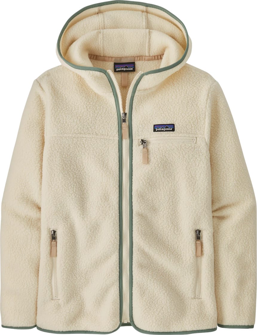 Patagonia Women's Retro Pile Fleece Hoody Natural W/ellwood Green