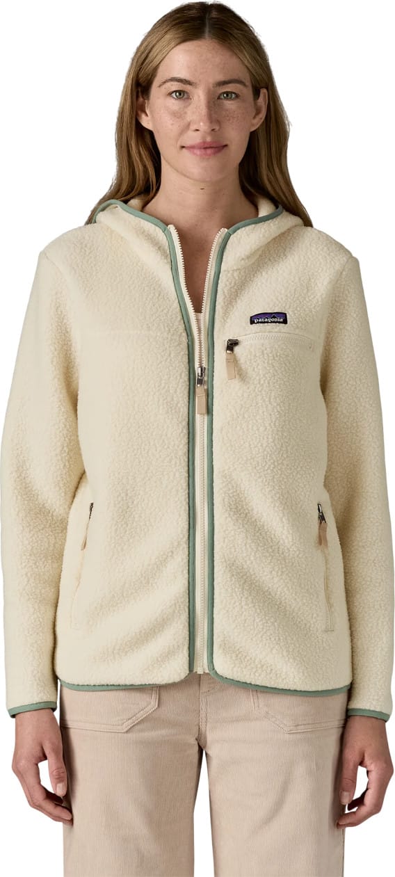 Patagonia Women's Retro Pile Fleece Hoody Natural W/ellwood Green Patagonia Patagonia Women's Retro Pile Fleece Hoody Natural W/ellwood Green Patagonia