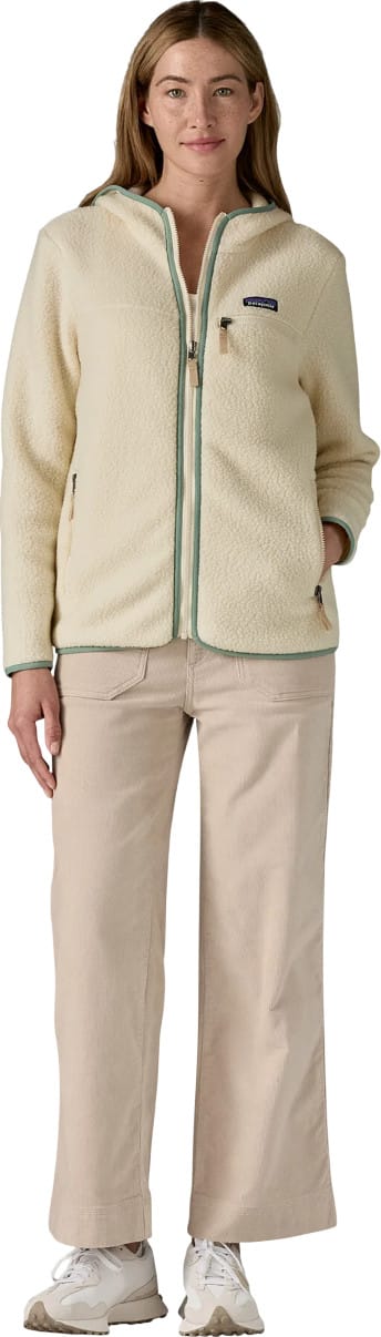 Patagonia Women's Retro Pile Fleece Hoody Natural W/ellwood Green Patagonia