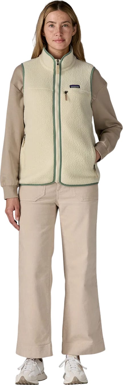 Patagonia Women's Retro Pile Vest Natural W/ellwood Green Patagonia