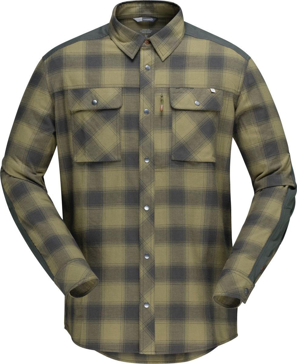 Norrøna Svalbard Flannel Shirt (M) Olive Drab/Slate Grey