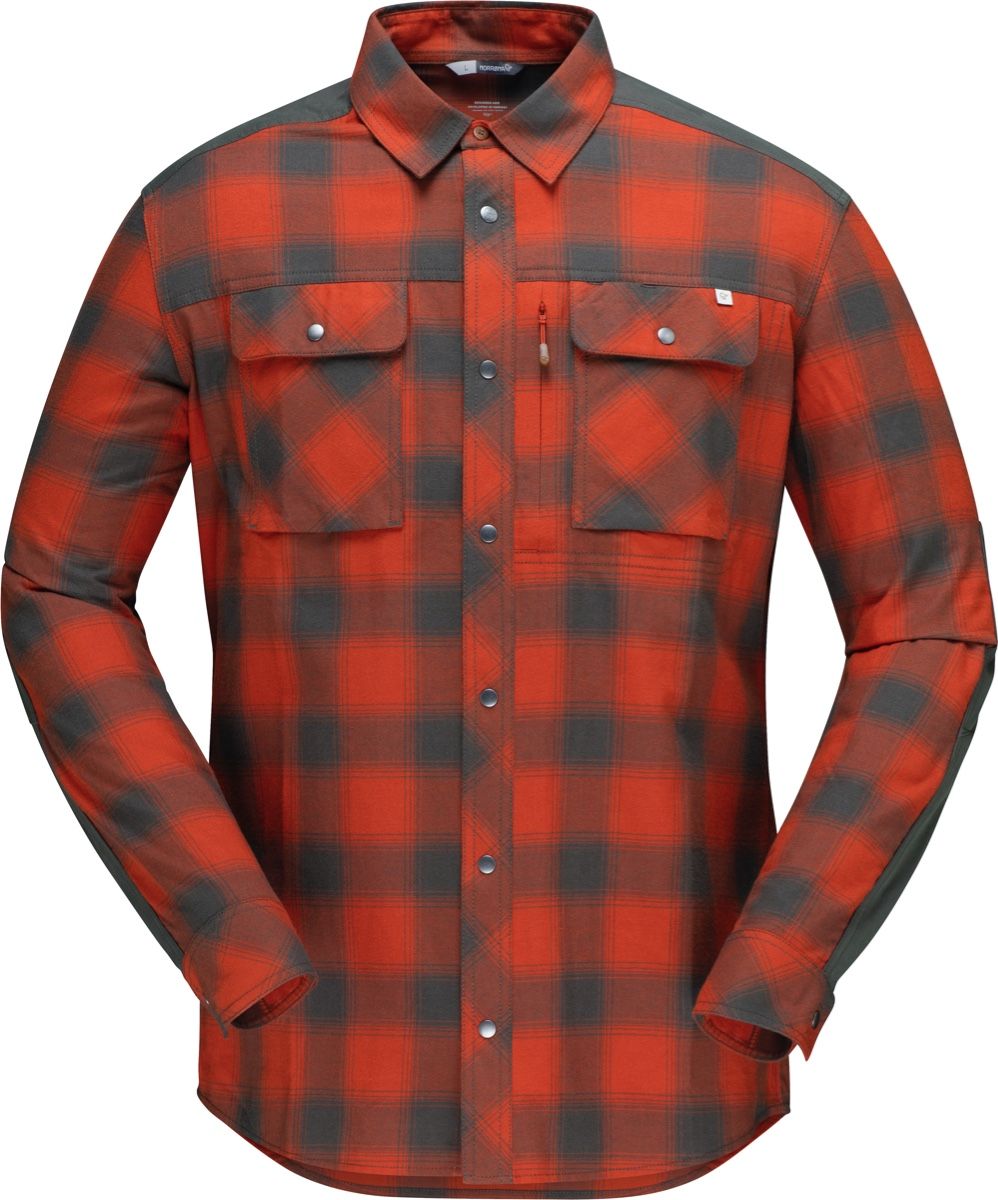 Norrøna Svalbard Flannel Shirt (M) Rooibos Tea/Slate Grey