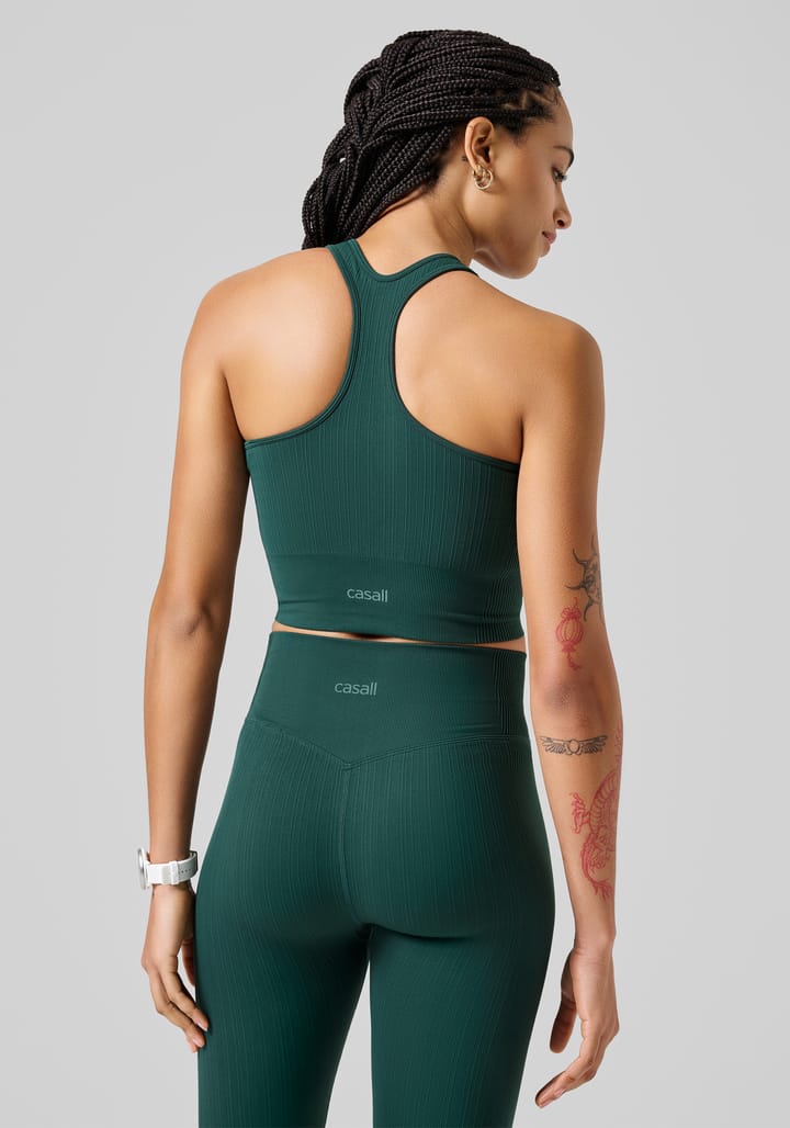 Casall Women's Multi Rib Seamless Padded Sports Top Dark Pine Casall Casall Women's Multi Rib Seamless Padded Sports Top Dark Pine Casall